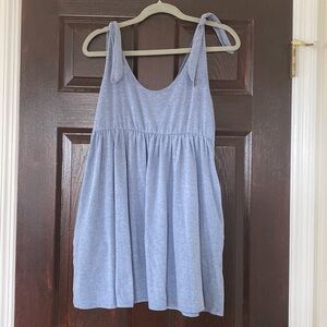 Lulus Don't Worry, Baby Washed Blue Tie-Strap Babydoll Dress Size XS